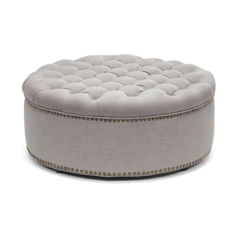 Baxton Studio Iglehart Beige Linen Modern Tufted Ottoman