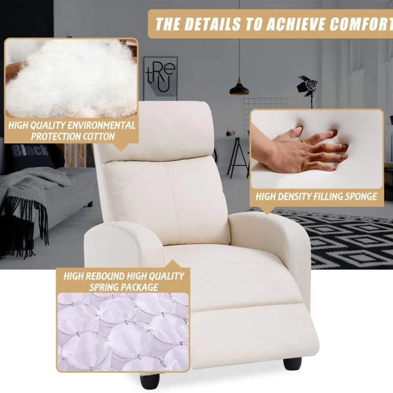 Modern Recliner Chair For Living Room, Beige - Image 3