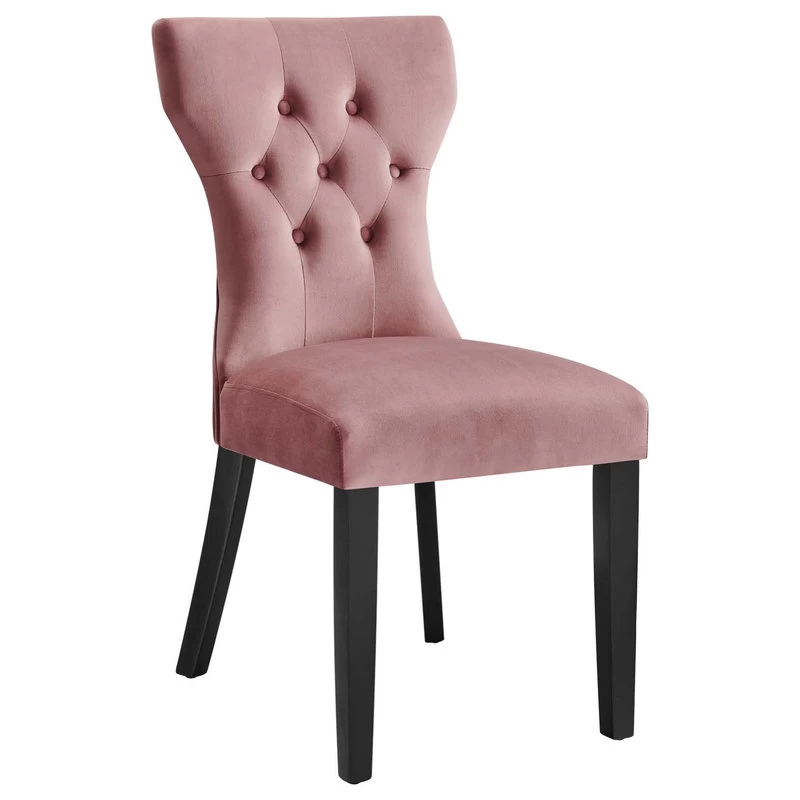 Silhouette Performance Velvet Dining Chairs, Set Of 2, Dusty Rose - Image 2