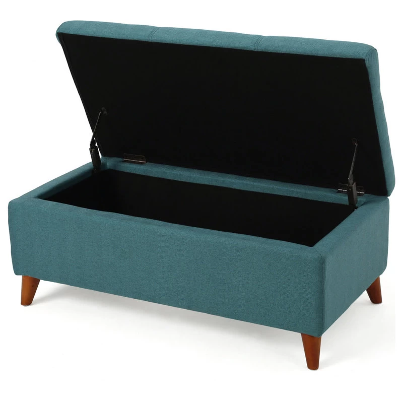 GDF Studio Etoney Fabric Storage Ottoman, Teal - Image 5