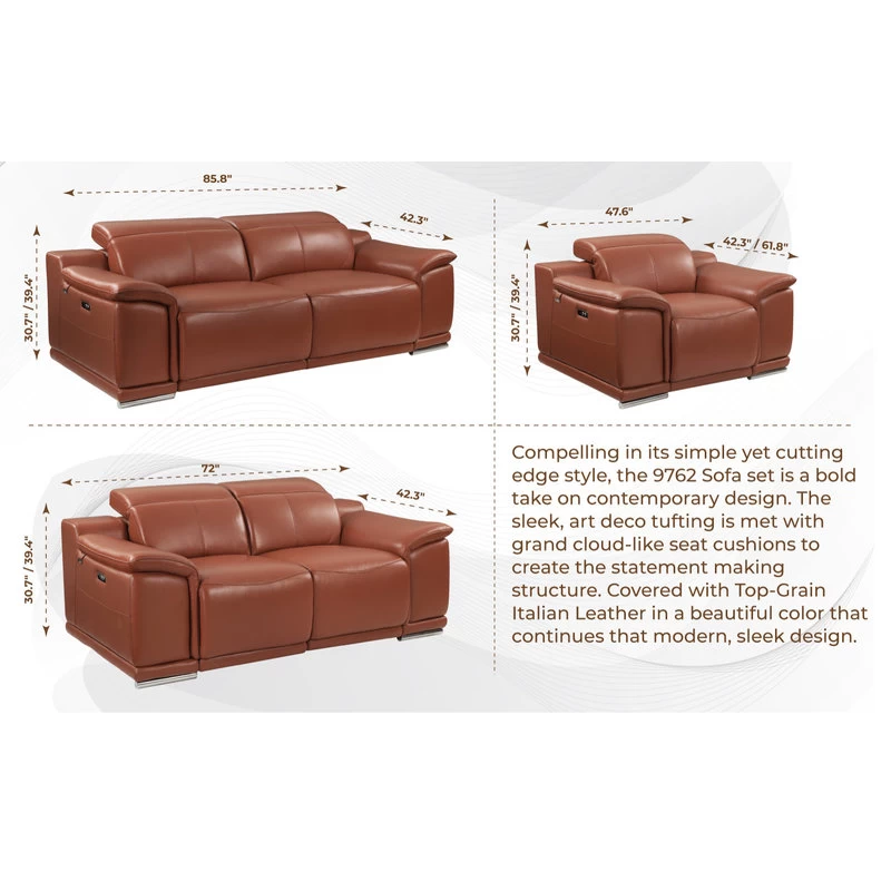 Veneto Italian Leather Power Reclining Chair, White - Image 11