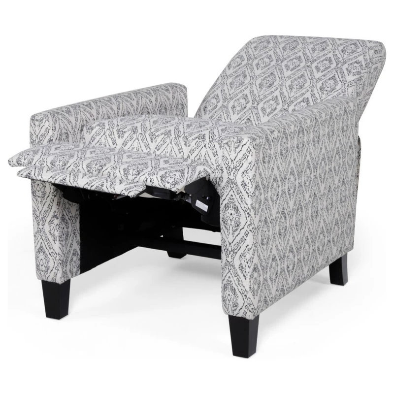 Bellagio Contemporary Fabric Upholstered Push Back Recliner, Black Print/Espress - Image 8