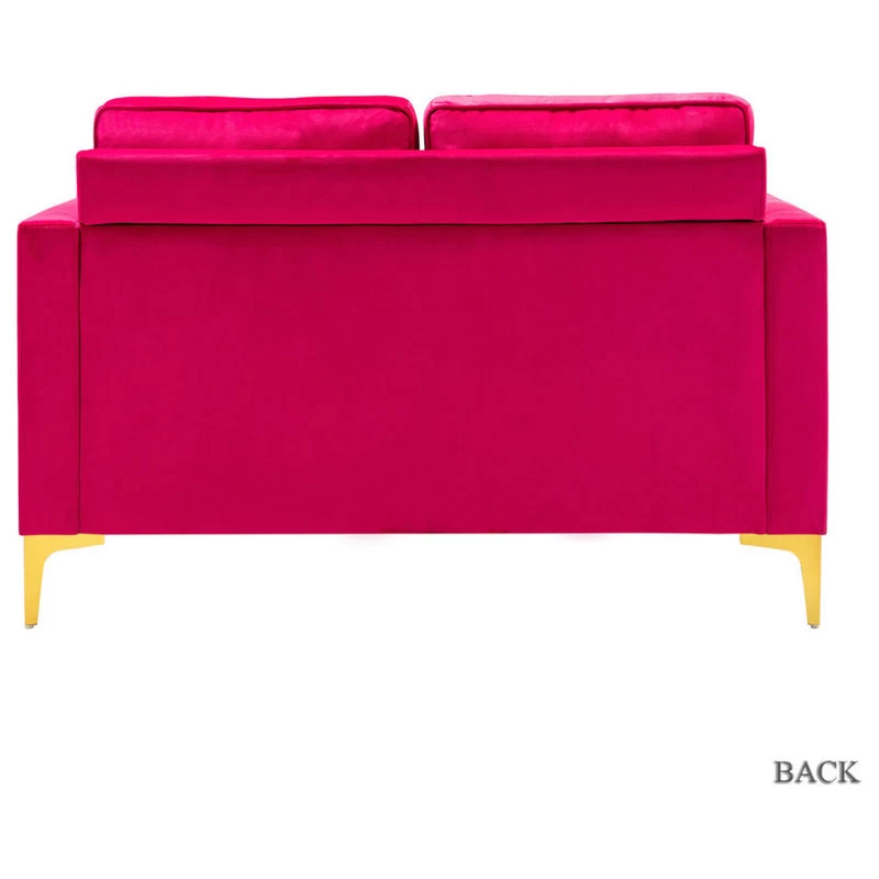 Upholstered Sofa With Loose Back, Fushia - Image 3
