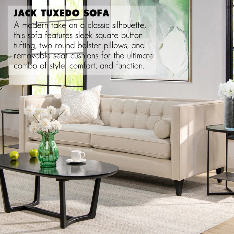 Jack 84" Modern Tuxedo Tufted Sofa, Sky Neutral Beige - Image 4