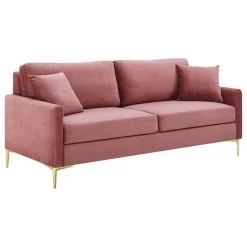 Modway Juliana Contemporary Performance Velvet Sofa With Metal Leg In Dusty Rose