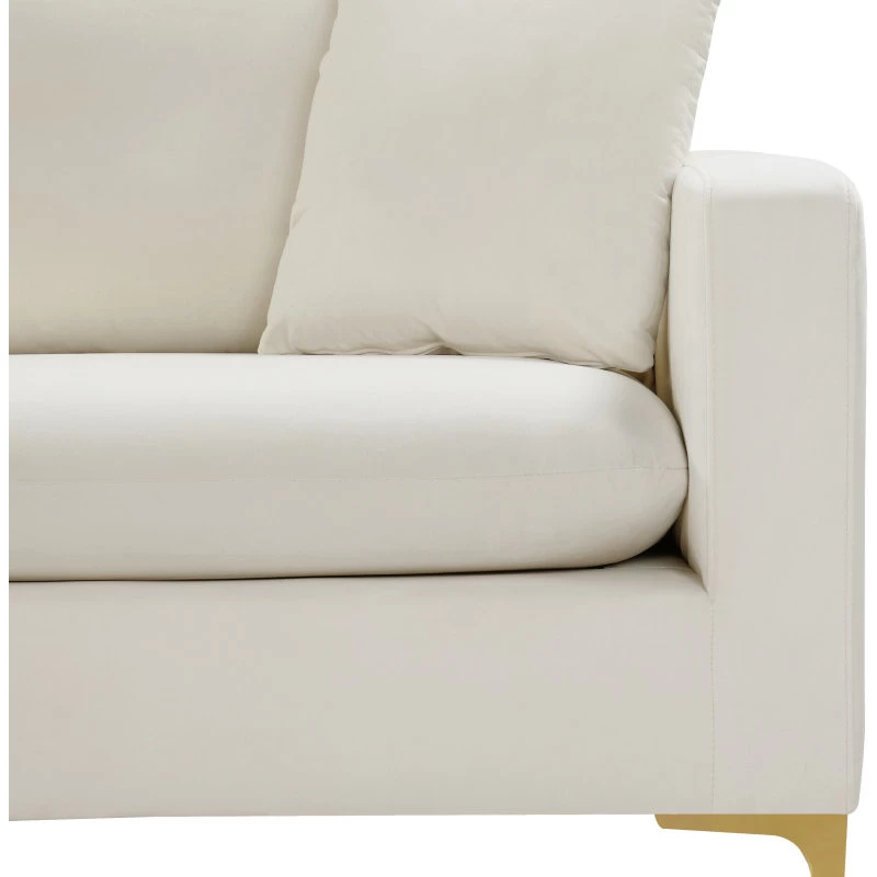 Naomi Velvet Sofa, Gold And Chrome Leg Set, Cream - Image 4