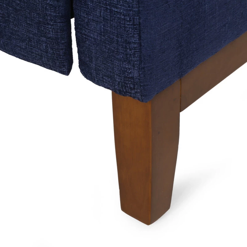 Plevna Fabric Upholstered Pushback Recliner, Navy Blue And Brown - Image 7