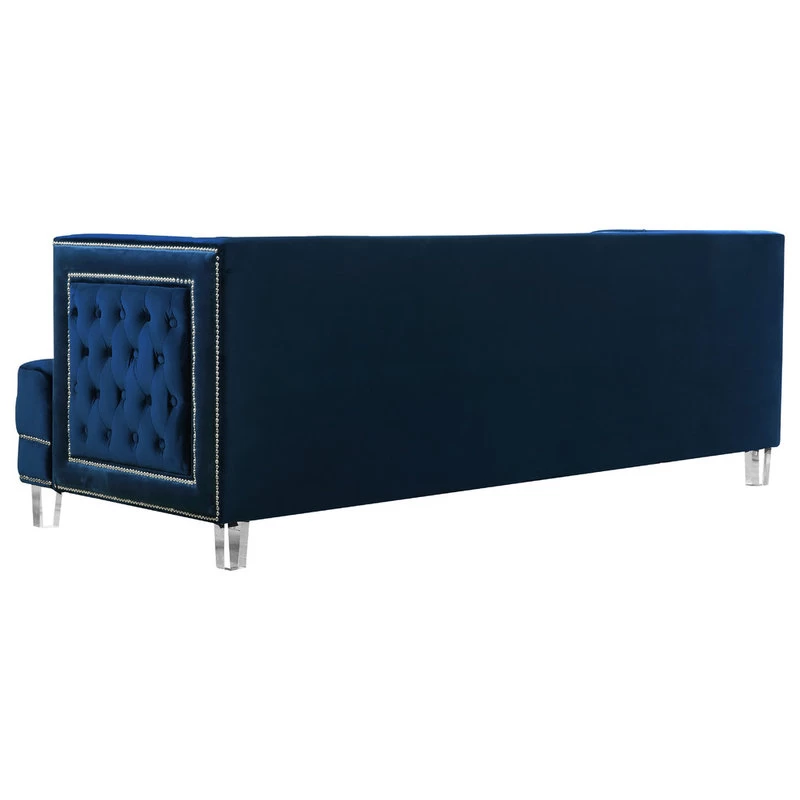Lucas Velvet Sofa, Navy - Image 4