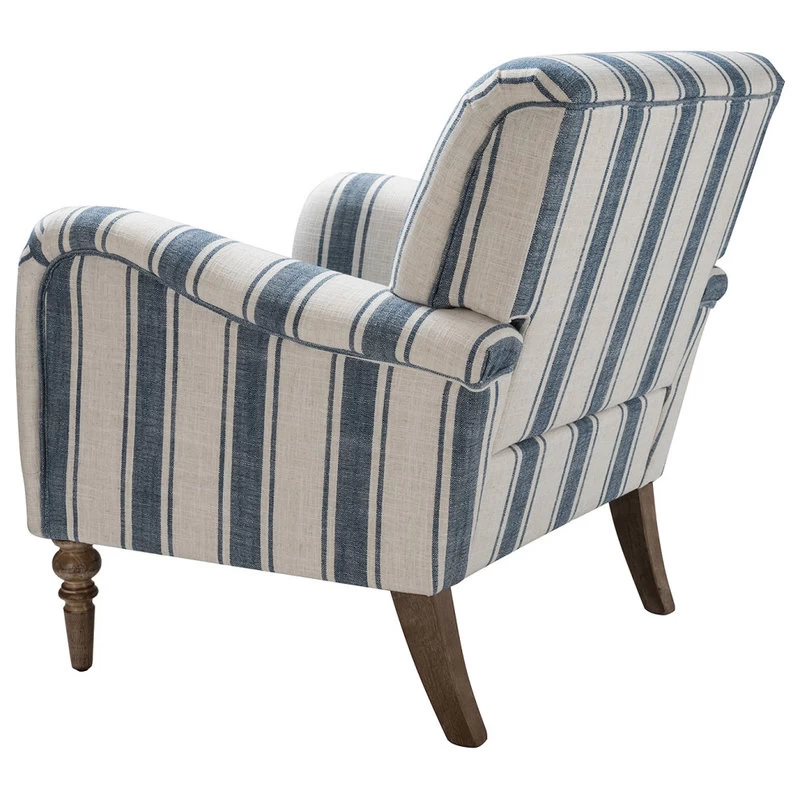 Stripe Armchair With Solid Wood Legs, Navy - Image 4