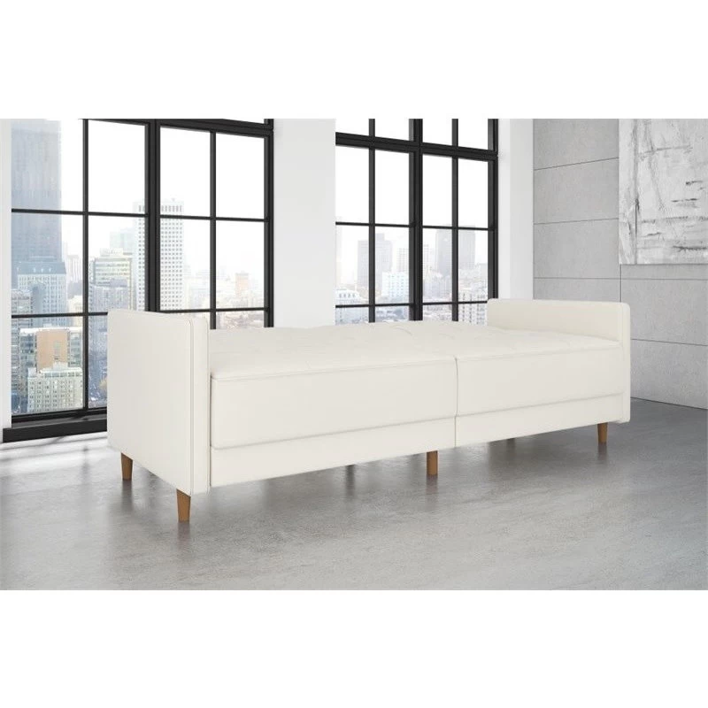 DHP Andora Modern Coil Faux Leather Convertible Sleeper Sofa In White - Image 3