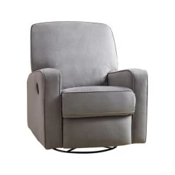 PRI Sutton Fabric Swivel Glider Recliner In Grey