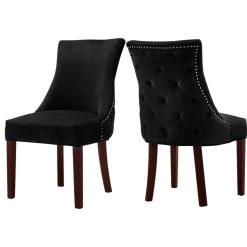 The Splendor Dining Chair, Black, Velvet, Set Of 2