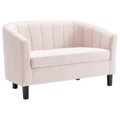 Prospect Channel Tufted Performance Velvet Loveseat, Pink