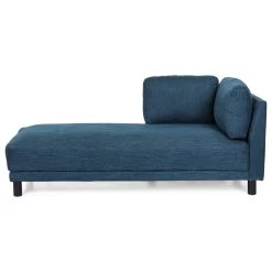 Wellston Contemporary Fabric Upholstered Chaise Lounge, Navy Blue And Black