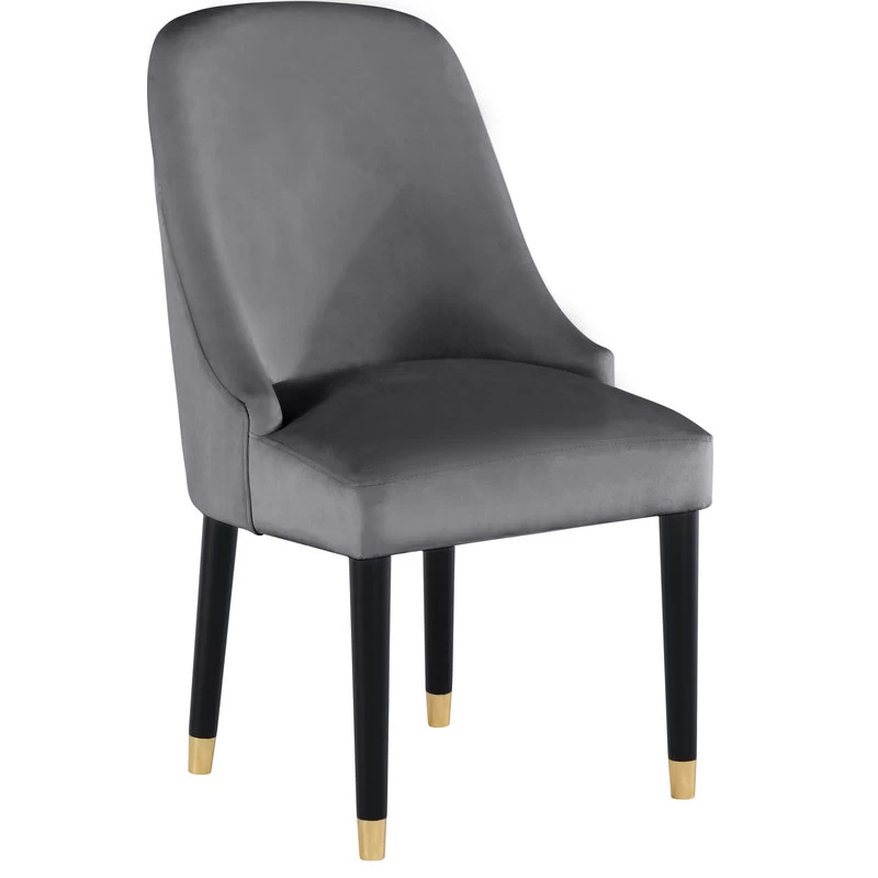 The Maisie Dining Chair, Grey, Velvet, Set Of 2 - Image 4