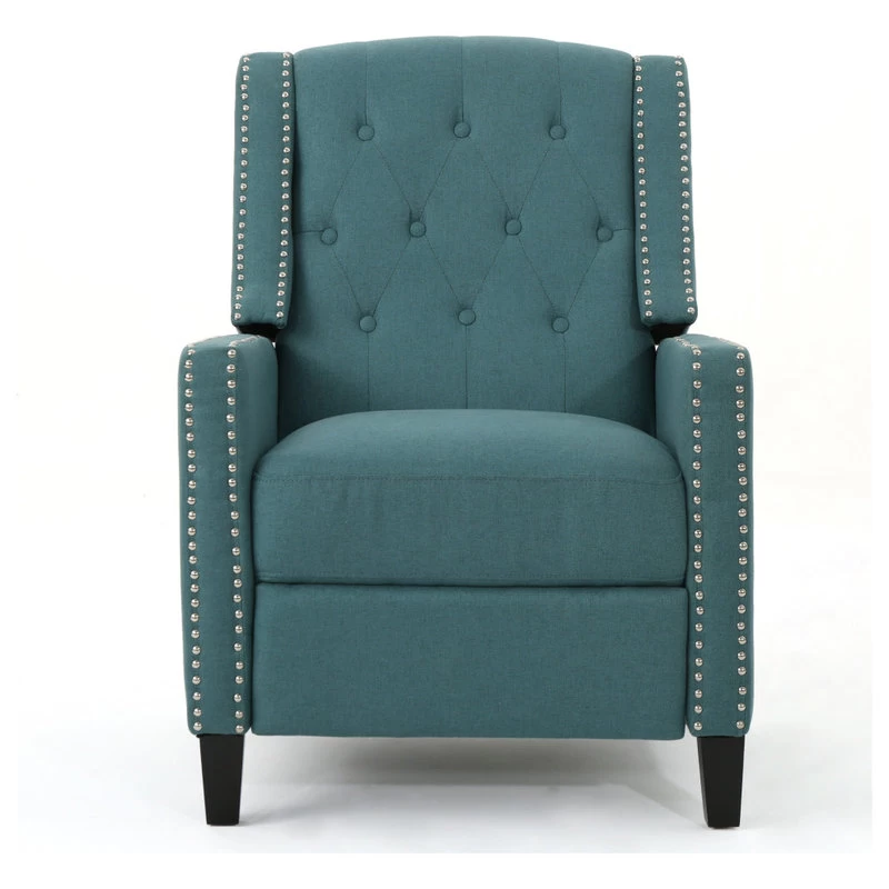 GDF Studio Izaak Tufted Back Fabric Recliner Chair, Dark Teal - Image 5