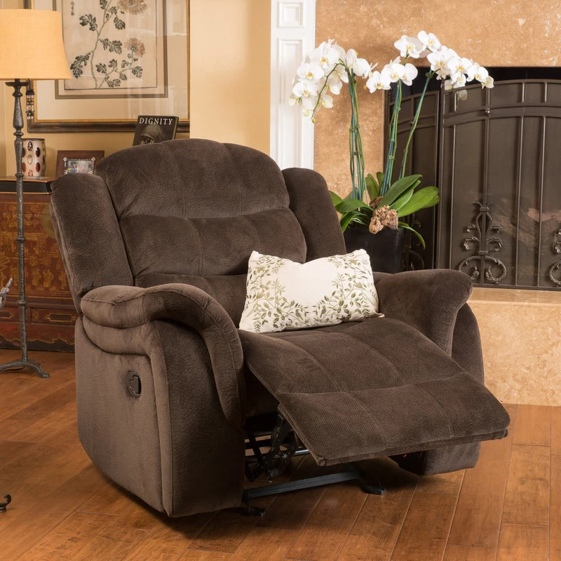 GDF Studio Blake Brown Fabric Glider Recliner Club Chair - Image 2