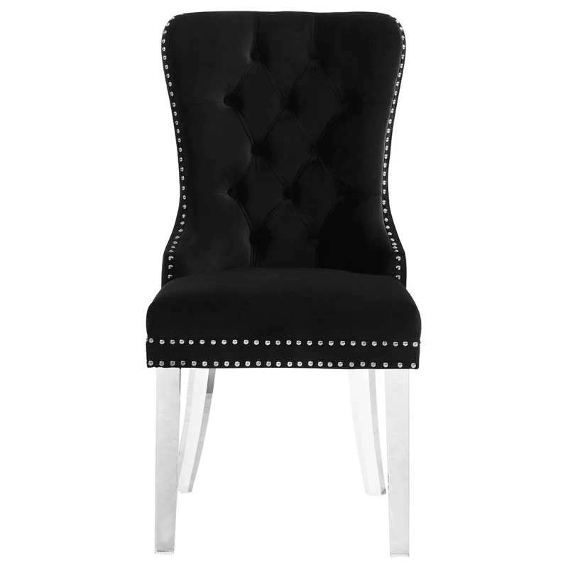 The Dame Dining Chair, Black, Velvet, Set Of 2 - Image 4