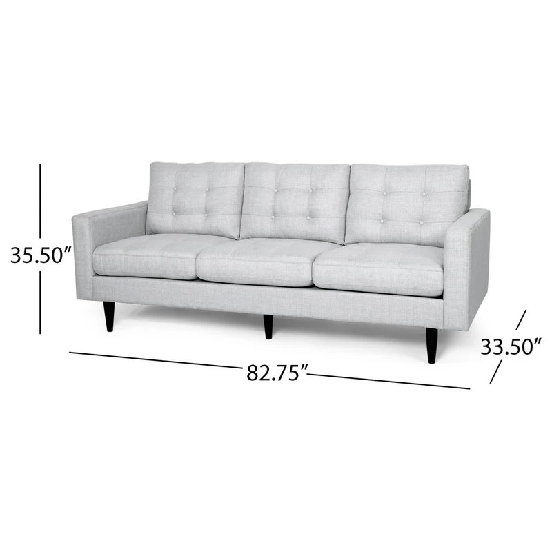 Darcy Contemporary Tufted Fabric 3 Seater Sofa, Light Gray/Dark Brown - Image 10