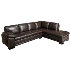 Devonshire Leather Sectional Sofa, Brown