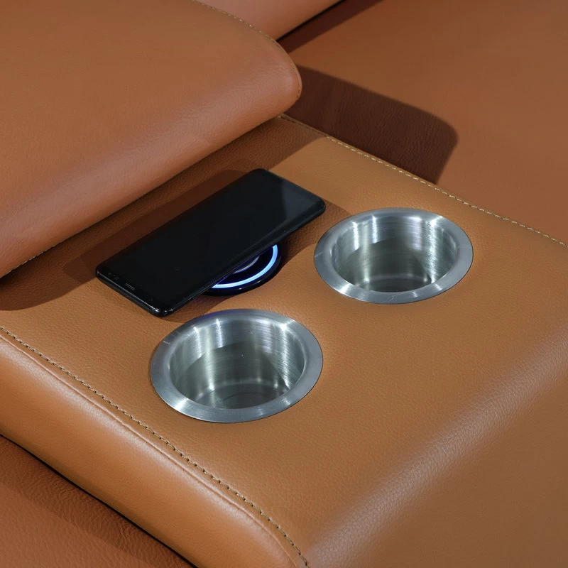 Frederico Genuine Italian Leather 6-Piece 1 Console 3-Power Reclining Sectional, Camel - Image 3