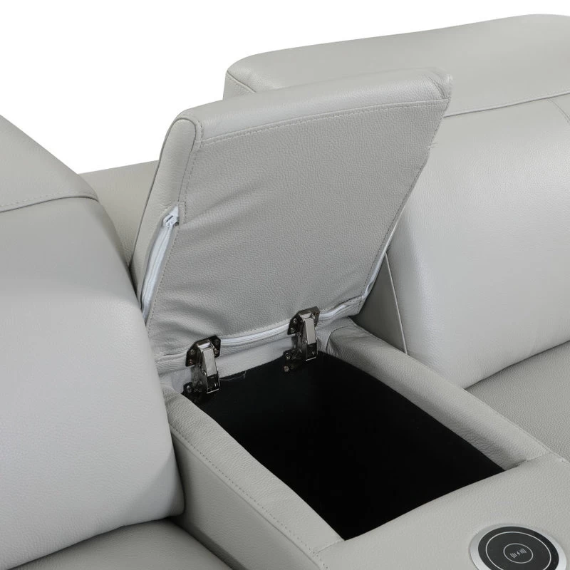 Frederico Genuine Italian Leather 7-Piece 1 Console 4-Power Reclining Sectional, Light Gray - Image 8