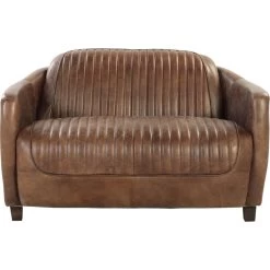 Acme Loveseat In Retro Brown TG Leather And Aluminum Finish 53546