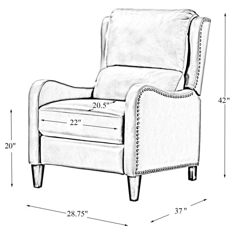 Genuine Leather Cigar Recliner With Wingback, Dove - Image 10