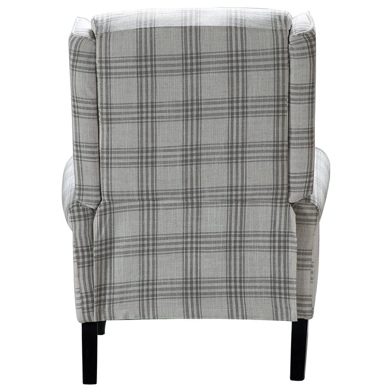 Modern Wingback Recliner, Plaid Gray - Image 6