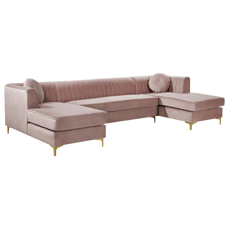 Graham Pink Velvet 3pc. Sectional, Pink