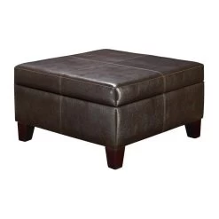 Dorel Living 28" Square Faux Leather Storage Ottoman In Espresso