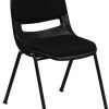880 Lb. Capacity Black Padded Ergonomic Shell Stack Chair With Black Frame
