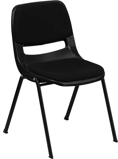 880 Lb. Capacity Black Padded Ergonomic Shell Stack Chair With Black Frame