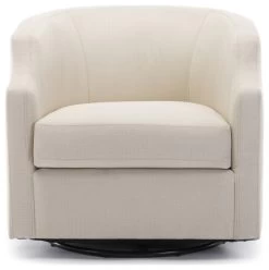 Infinity Linen Fabric Modern Swivel Barrel Chair