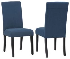 WestinTrends Upholstered Linen Fabric Dining Side Chair (Set Of 2), Blue