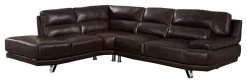Vivian Leather Craft Sectional, Dark Brown