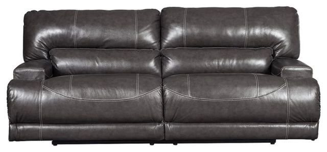 Ashley Furniture McCaskill Leather Reclining Sofa In Gray