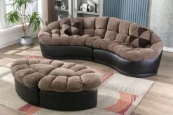 Papasan 4-Piece Crescent Sofa Set, Camel