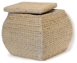 Square Rush Lined Storage Ottoman With Lift-off Lid - Natural