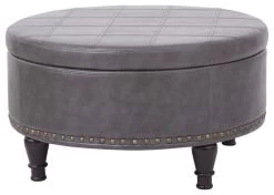 Augusta Storage Ottoman, Pewter