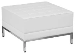 HERCULES Imagination Series LeatherSoft Quilted Tufted Modular Ottoman, White