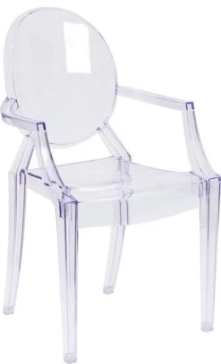 Flash Furniture 19" Plastic Ghost Dining Arm Chair In Transparent Crystal Clear